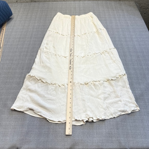 Hollister Tiered Maxi Skirt Medium Cream Ruffle Boho Cottagecore Coastal‎ Lined - Picture 7 of 9